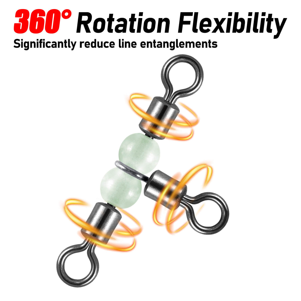 Dr.Fish 20pcs 3-Way Barrel Swivels with Glow Beads 18-126lb
