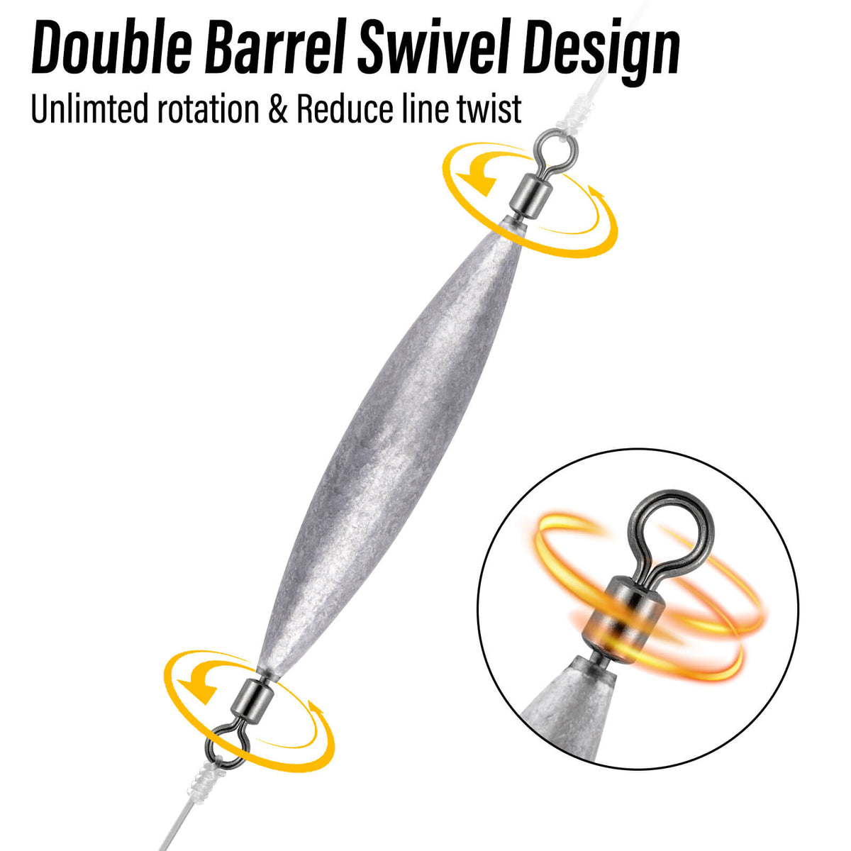 Dr.Fish 20pcs Inline Trolling Weights with Barrel Swivels 1/16oz-3/4oz