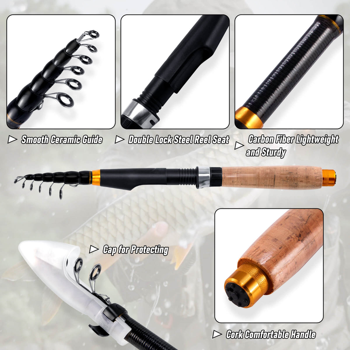 Dr.Fish 6/7FT Telescopic Fishing Rod and Spinning Reel Combo