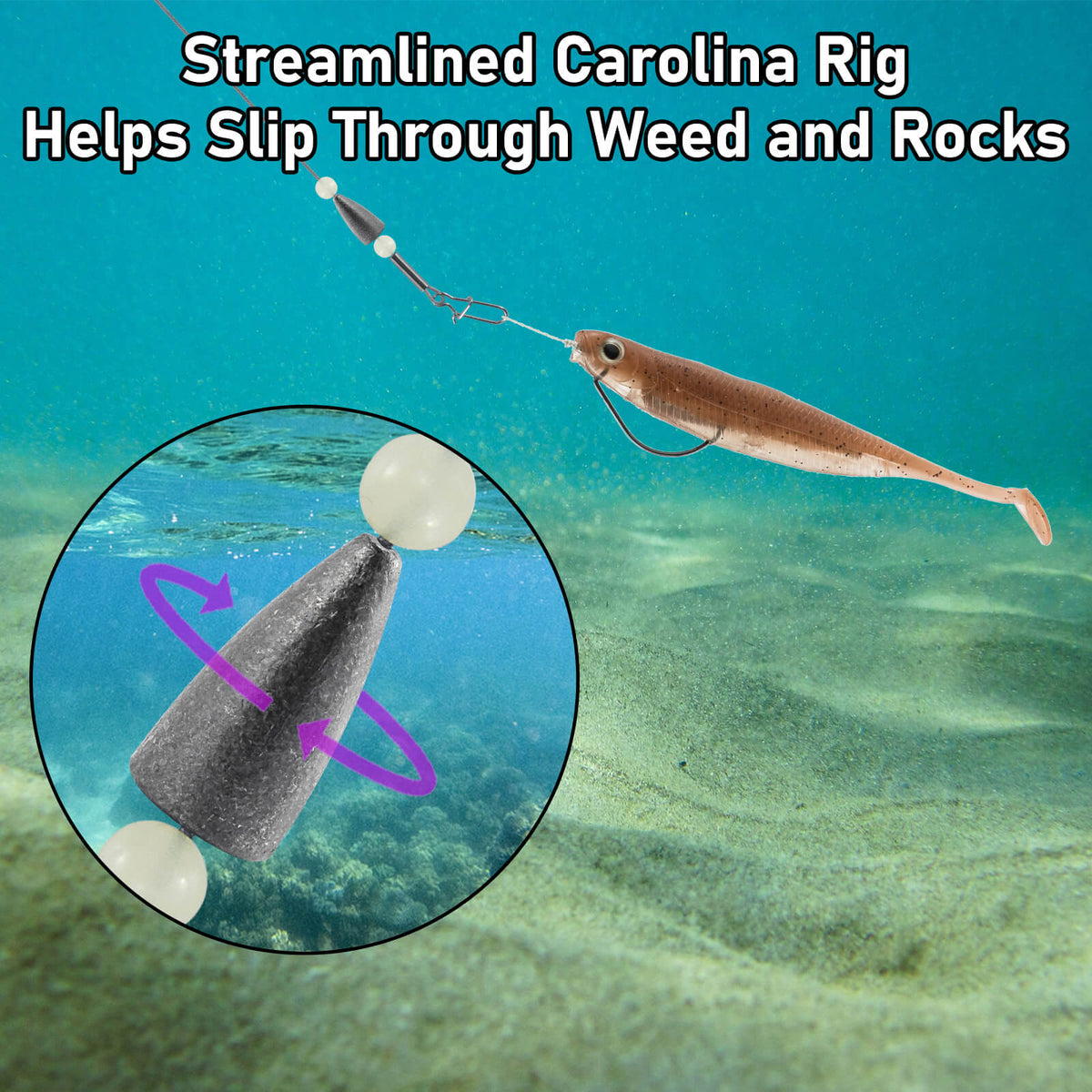 carolina rigged fishing lure Dr.Fish 15pcs Carolina Ready Rigs with Bullet Weight Yellow Bullet / 5g(3/16oz)