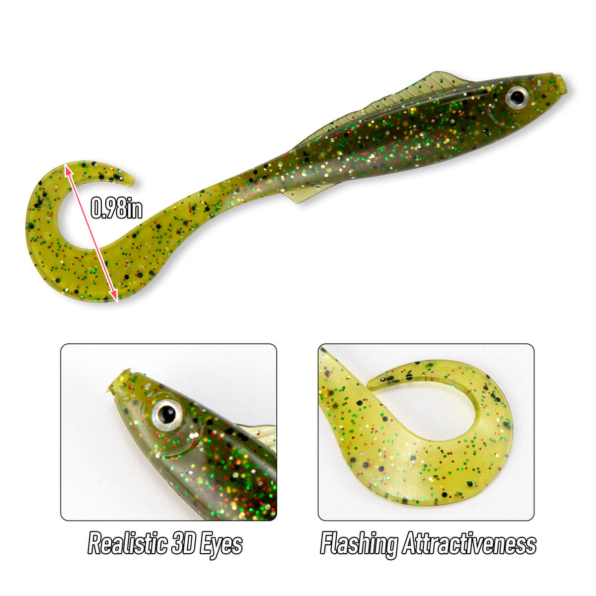 Dr.Fish 20pcs Grub Worm Soft Baits 3.7"