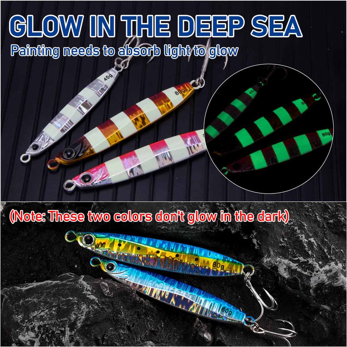 Dr.Fish saltwater glow vertical fishing jig with reflective laser coating
