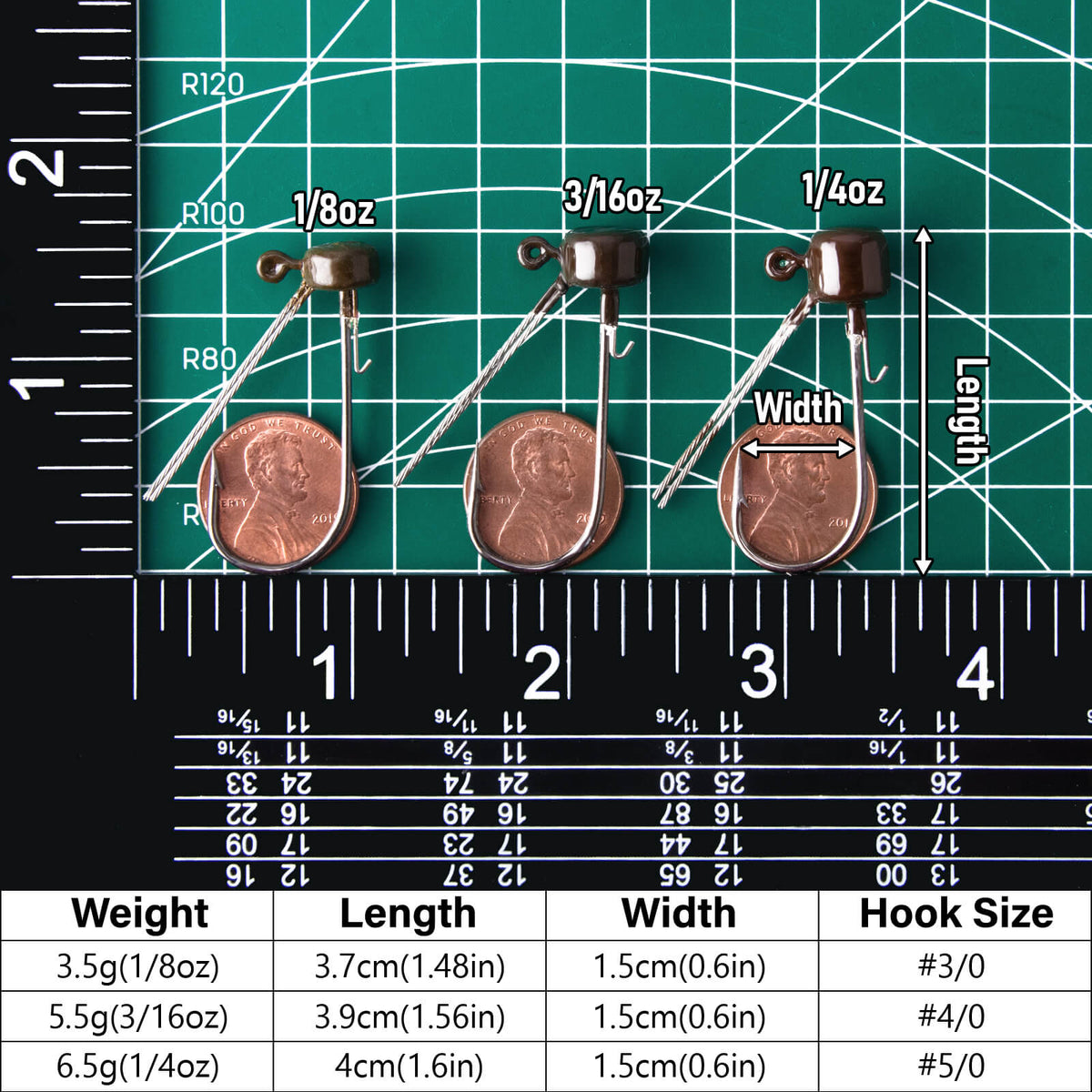 Dr.Fish 10pcs Ned Rig Jig Heads Weedless 1/4oz-3/16oz