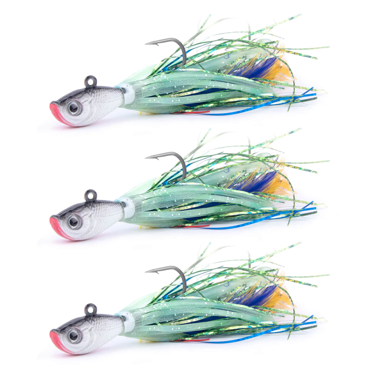 Dr.Fish 3pcs Bucktail Squid Jig Heads 1oz