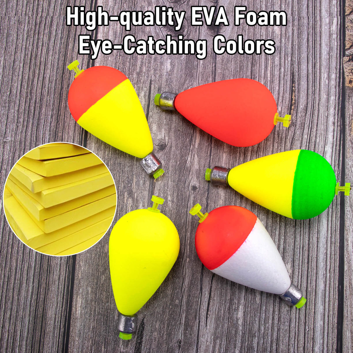 Dr.Fish 5pcs Snap-on Weighted Bobbers Floats