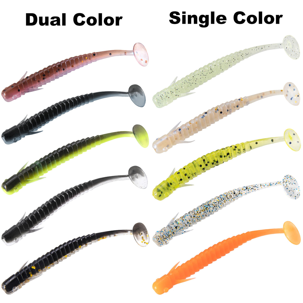 Dr.Fish 10pcs Paddle Tail Swimbait 3''