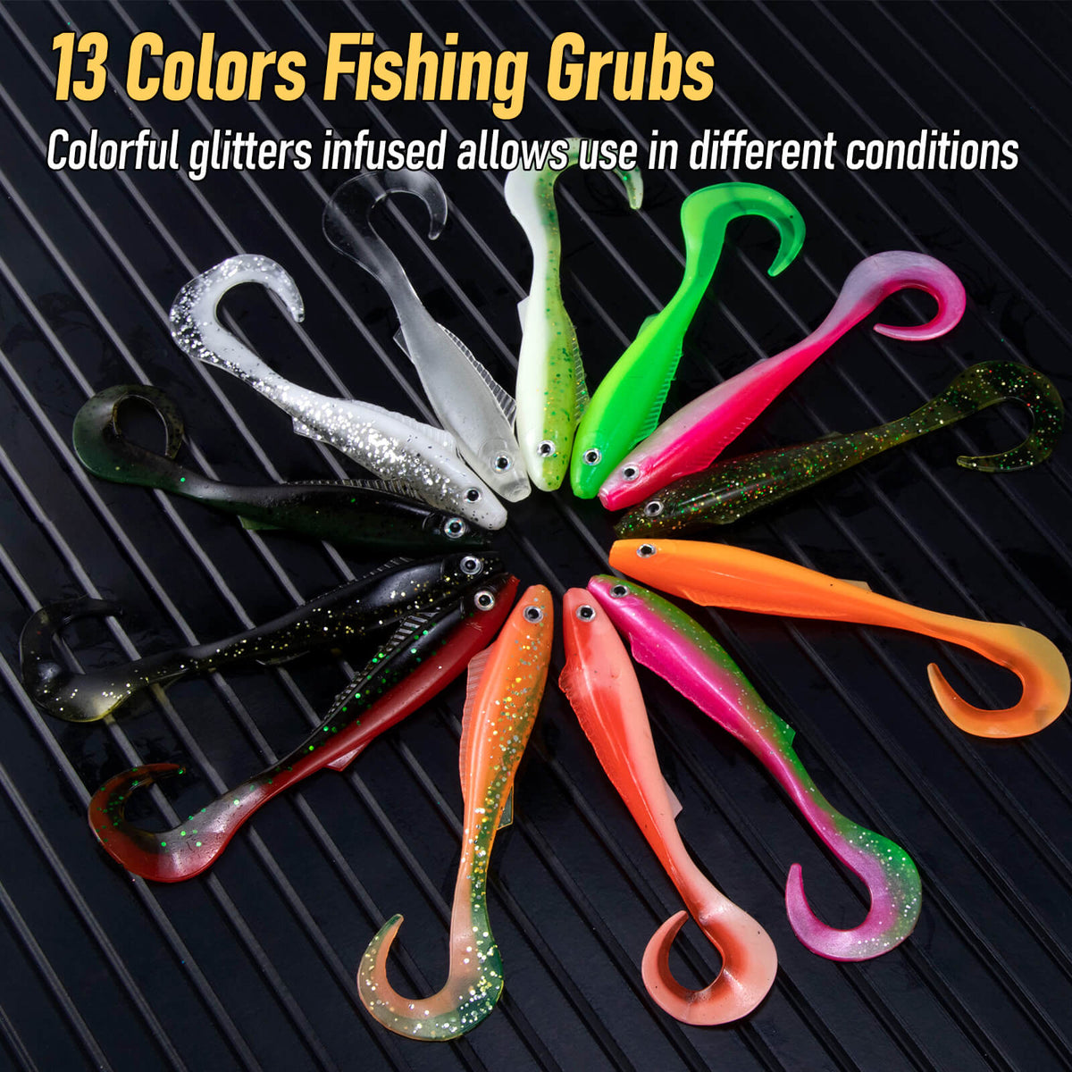 Dr.Fish 20pcs Grub Worm Soft Baits 3.7"