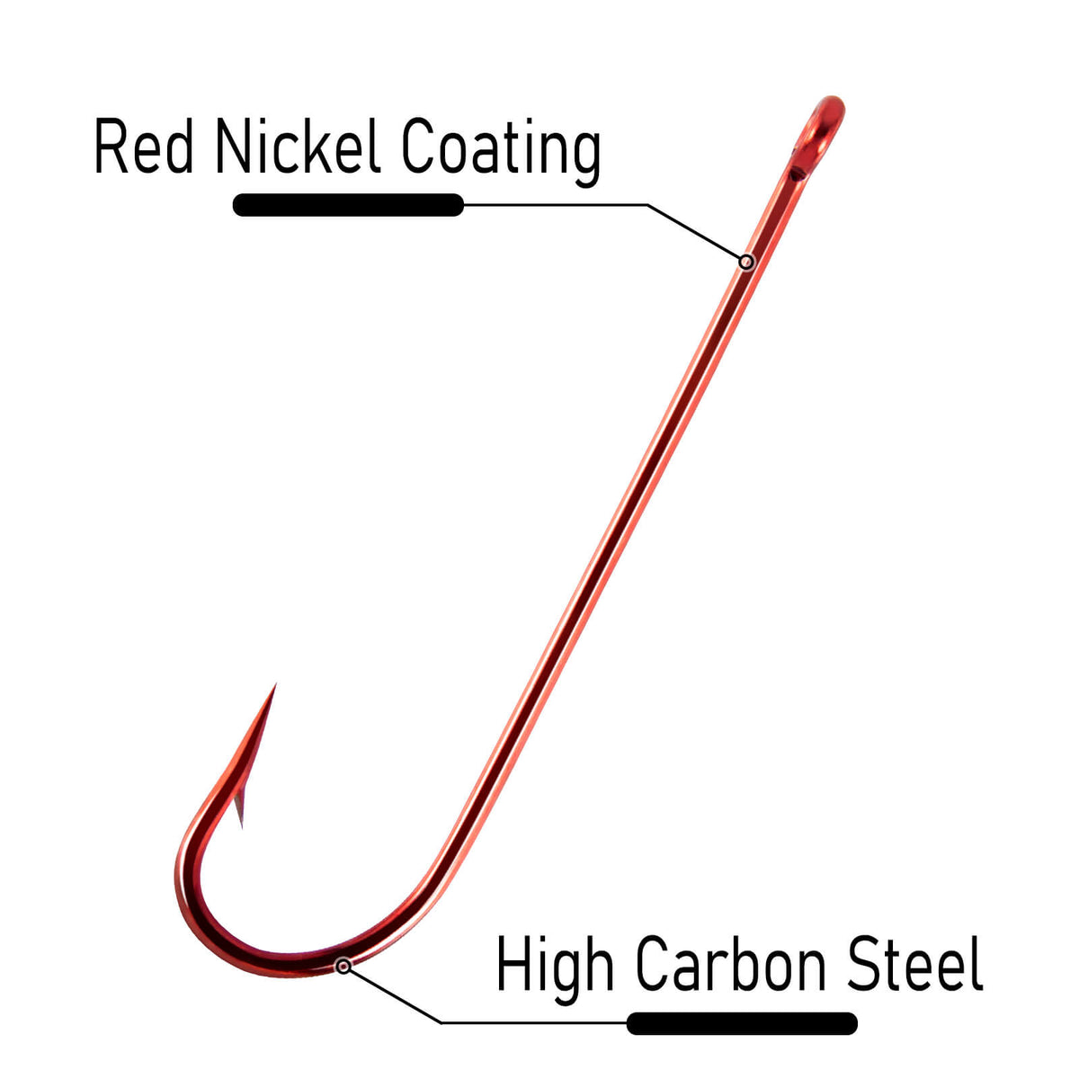 Dr.Fish 100pcs Aberdeen Fishing Hooks Red Extra Long Shank