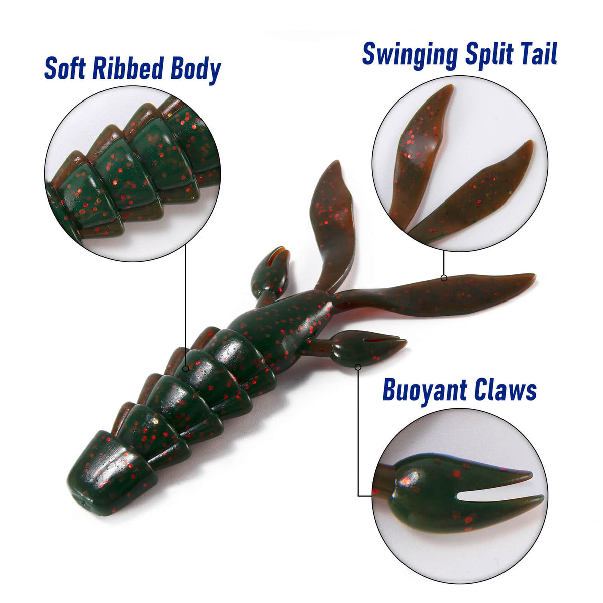 Dr.Fish 10pcs Crawfish Plastic Soft Bait 4''/4.7''