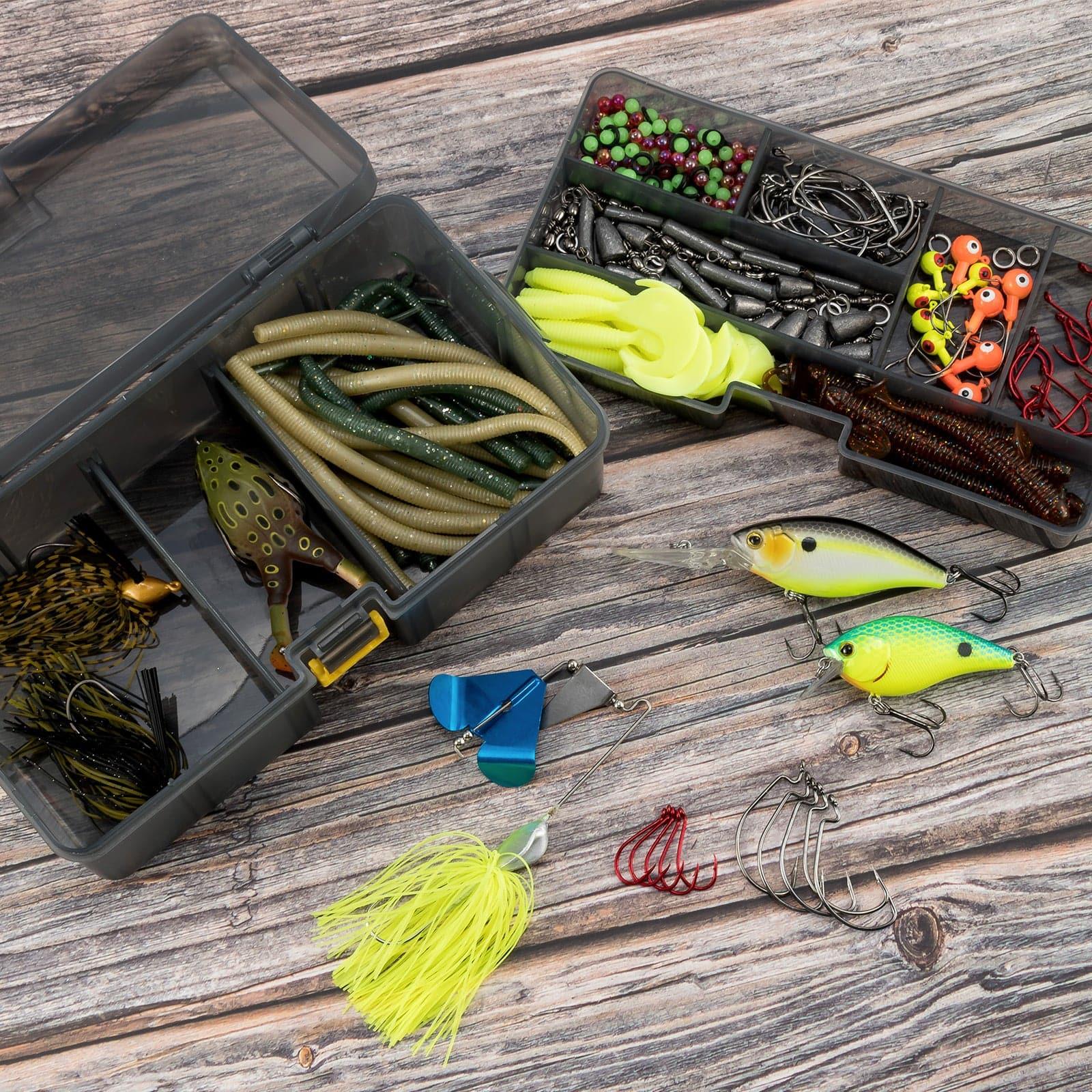 Fish Collection Kit Bass Fishing Tackles Kit 278pcs with Crankbaits Worms Jigs Hooks etc ...