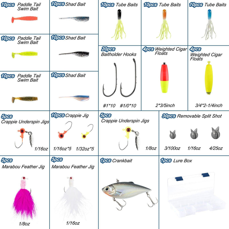 Dr.Fish 179pcs Crappie Tackles Lures Kit