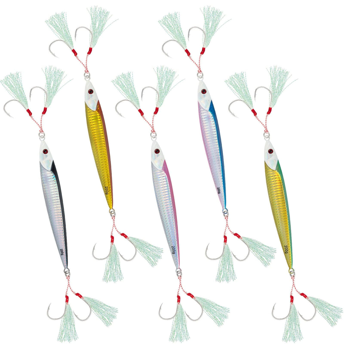 Dr.Fish 5pcs Bucktail Jig Heads Hook Lead 1/0oz-1oz Fishing Lures 4/0 6/0  Sea