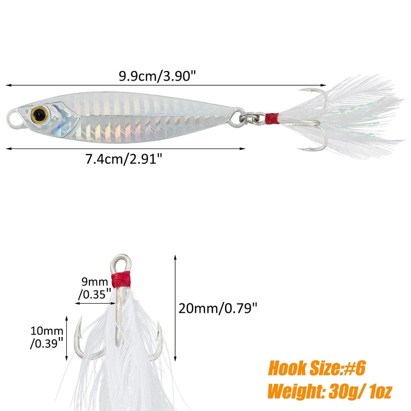 Dr.Fish 5pcs Long Casting Metal Jigs 1/2oz-2oz