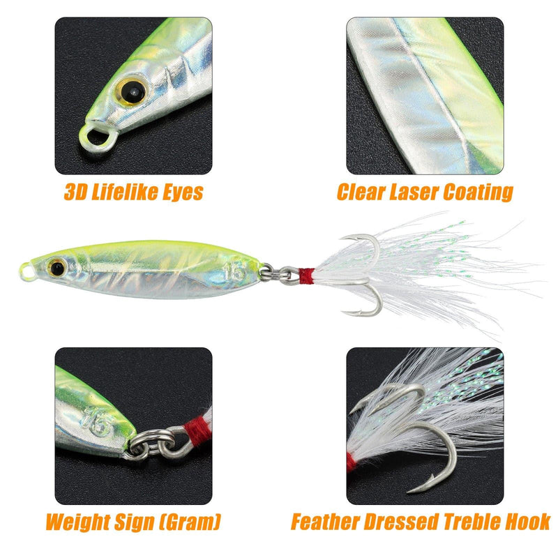 Dr.Fish 5pcs Long Casting Metal Jigs 1/2oz