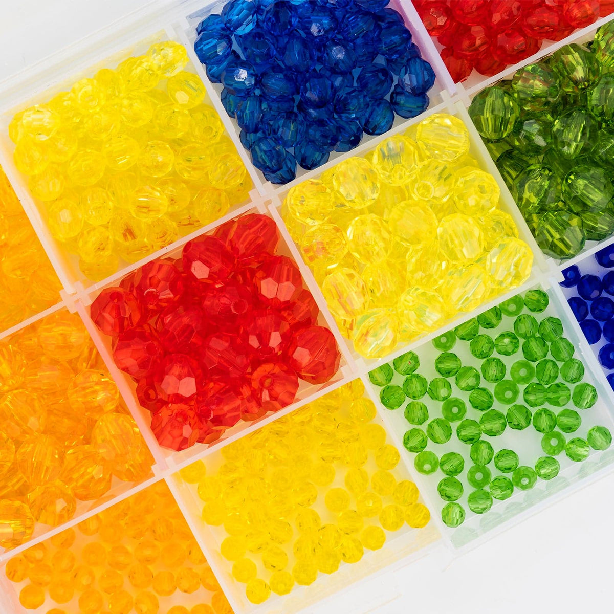 Dr.Fish 750pcs Faceted Acrylic Beads Kit 4/6/8mm
