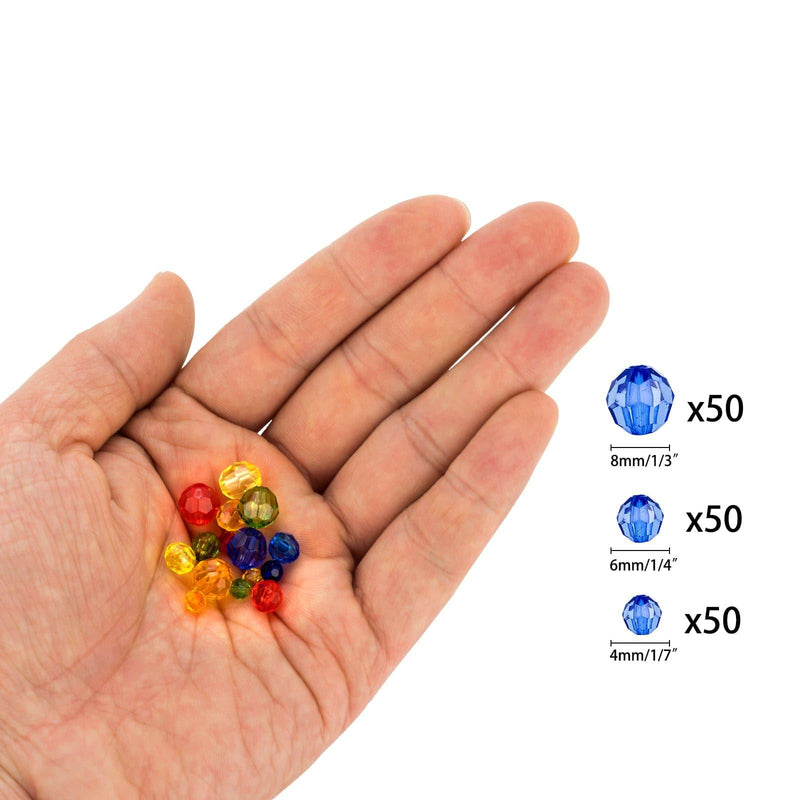 Dr.Fish 750pcs Faceted Acrylic Beads Kit 4/6/8mm