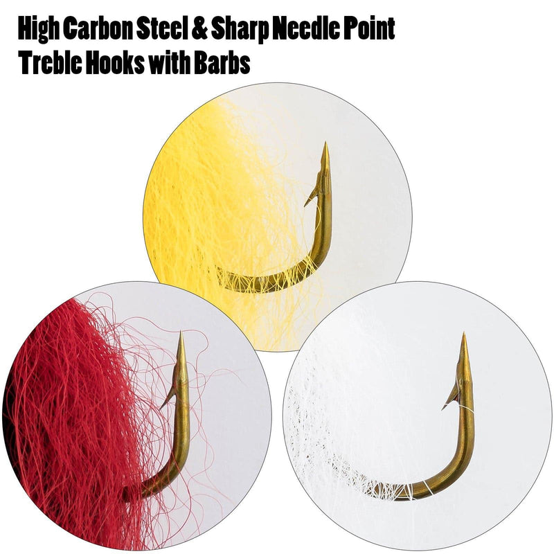 Dr.Fish 12pcs Feather Treble Hooks
