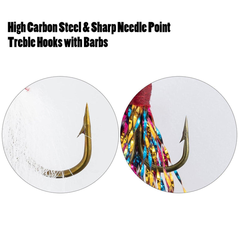 Dr.Fish 12pcs Dressed Treble Hooks