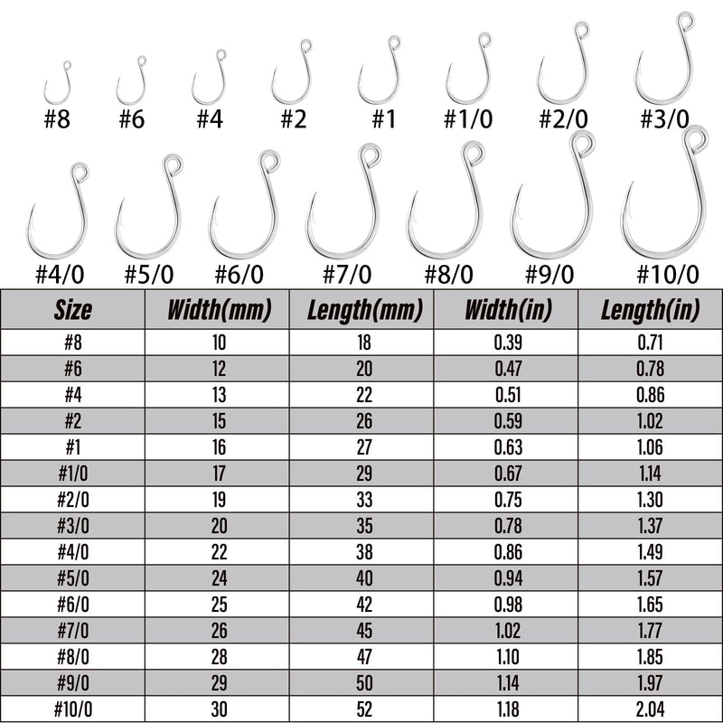 Dr.Fish 30pcs Inline Single Hooks #8 to 9/0