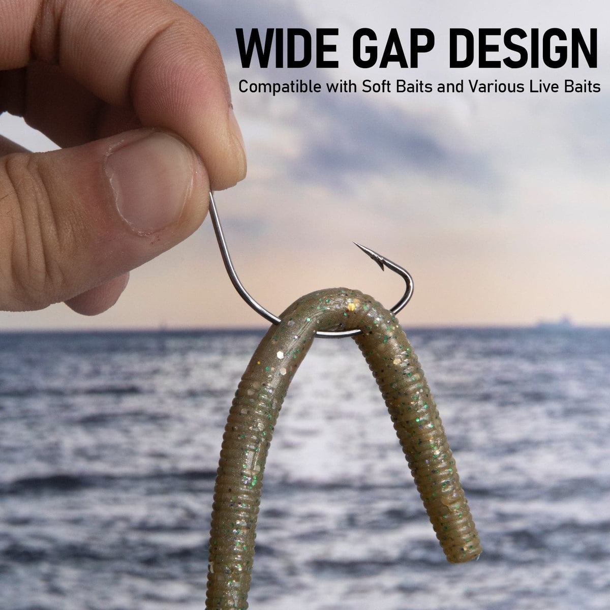 Dr.Fish 100pcs Wide Gap Hooks #4 to 3/0