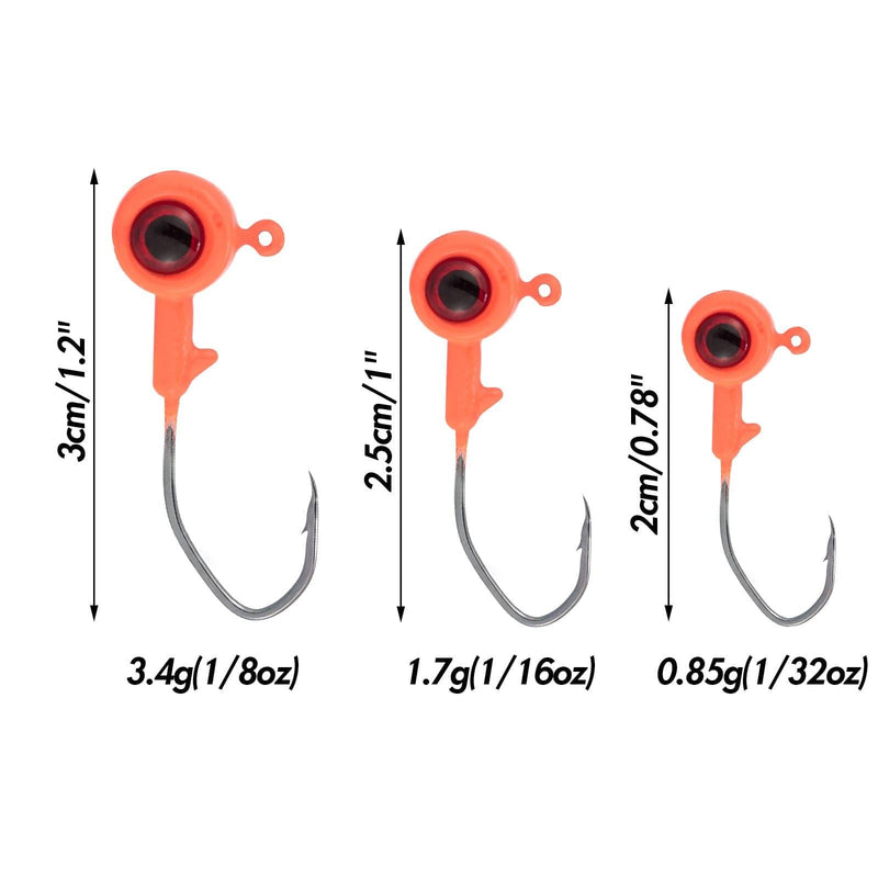 Dr.Fish 50pcs Big Eye Jig Heads 1/32oz-1/8oz