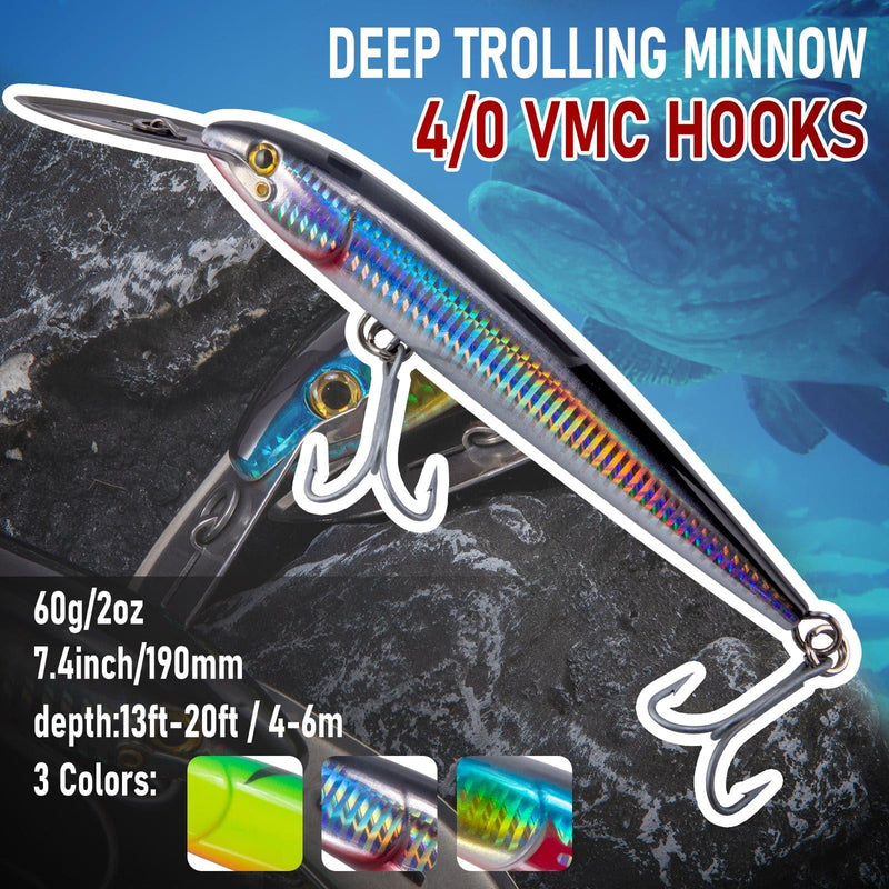 Dr.Fish Trolling Minnow Lure 7.4'' 2.1oz