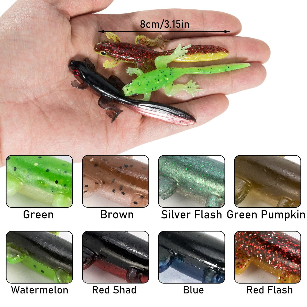 Dr.Fish 6pcs Soft Plastic Frogs 3.2''