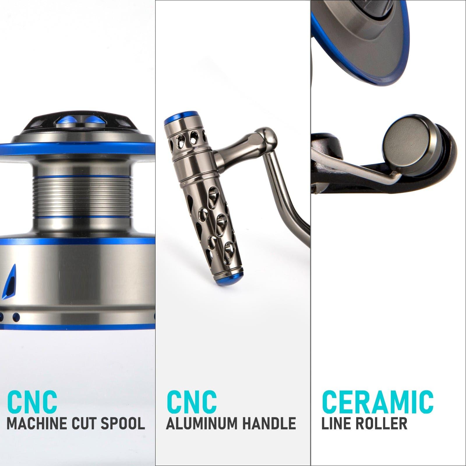 Dr.Fish Poleax 海水スピニングリール IPX6防水 ブレイドレディスプール 密封カーボンファイバー ドラグ最大55ポンド 168時間 塩水噴霧テスト 7+1ステン並行輸入 Poleax 海水スピニングリール IPX6防水 ブレイドレディス