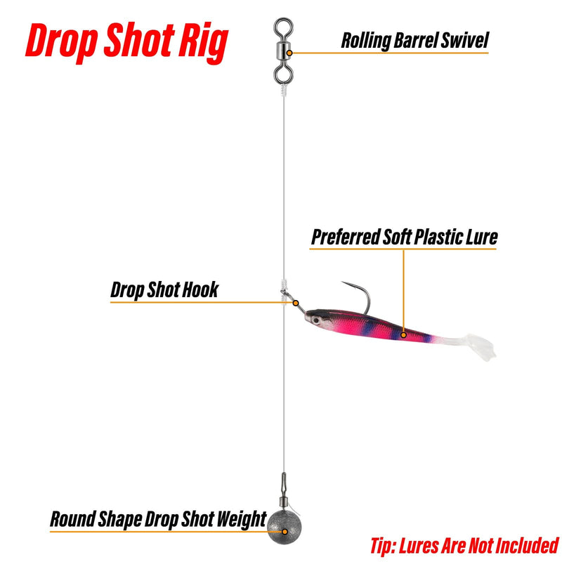 Dr.Fish 10pcs Pre-Tied Drop Shot Rigs 1/8-3/8oz