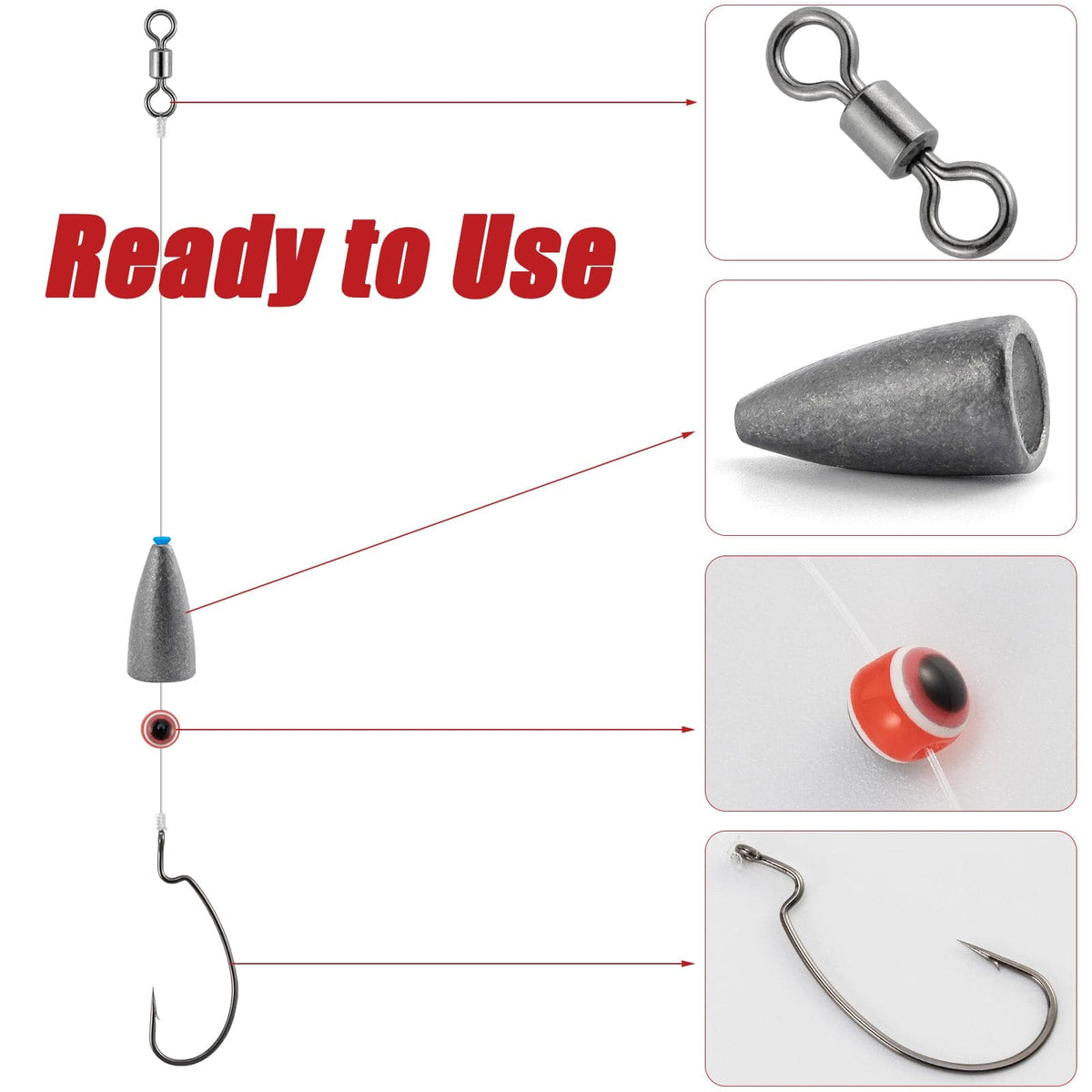 Fishing Rig Pre-Tied Texas Rigs 1/8-3/8oz - Save your time - Dr.Fish –  Dr.Fish Tackles