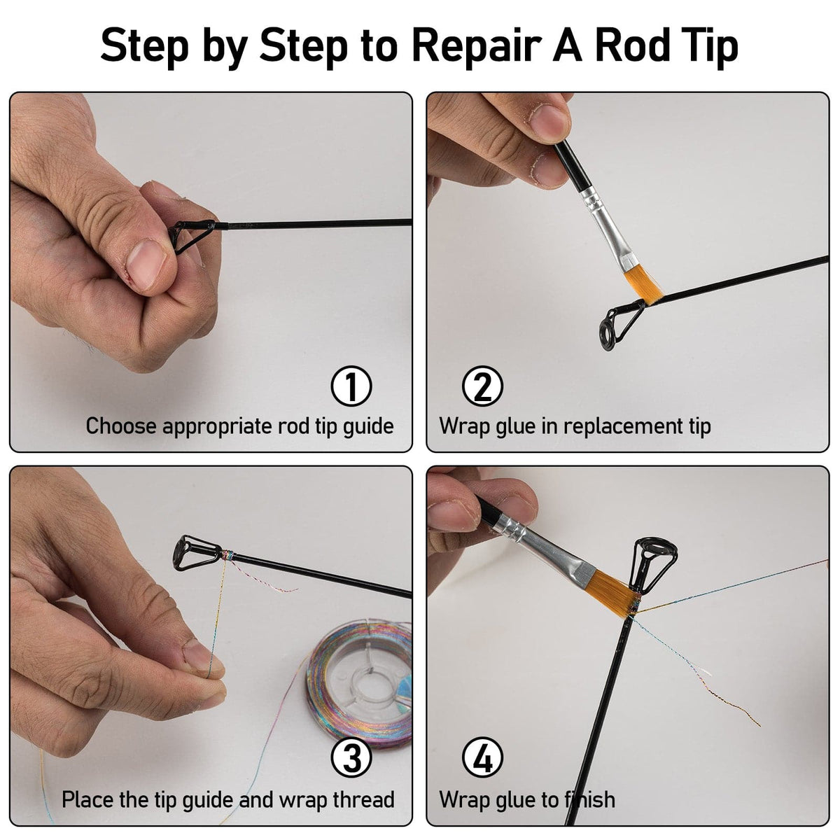 Complete Fishing Rod Tip Repair Kit`with Glue Wrapping Thread – Dr