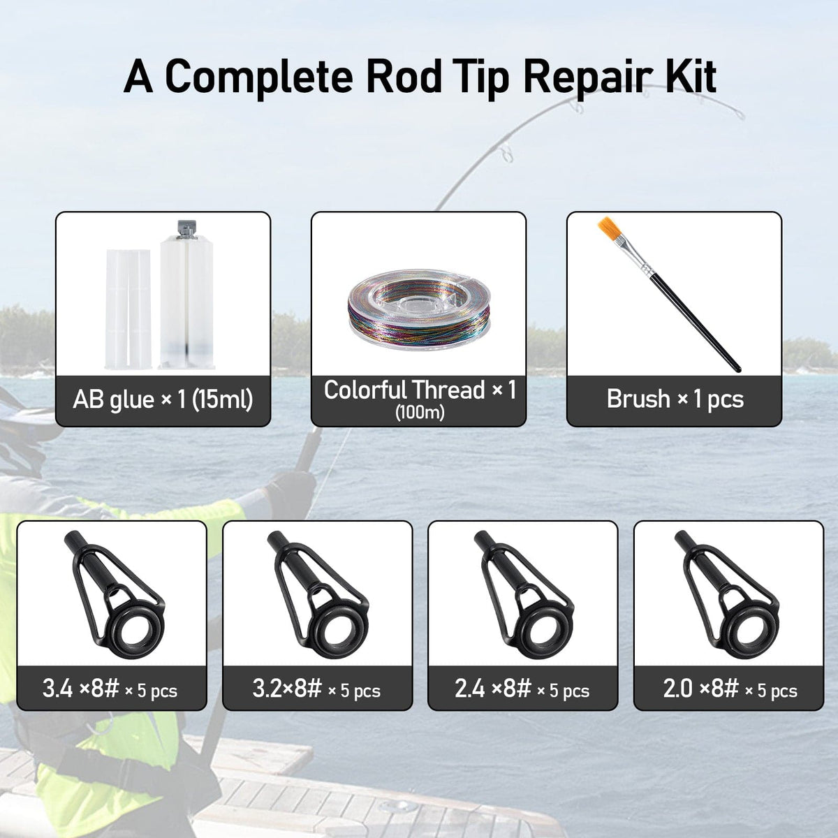 Complete Fishing Rod Tip Repair Kit`with Glue Wrapping Thread – Dr.Fish  Tackles