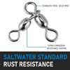 Dr.Fish 20pcs Silver 3 Way Crane Swivels 95-165lb
