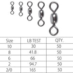 Dr.Fish 50pcs Barrel Swivels 30-165lb