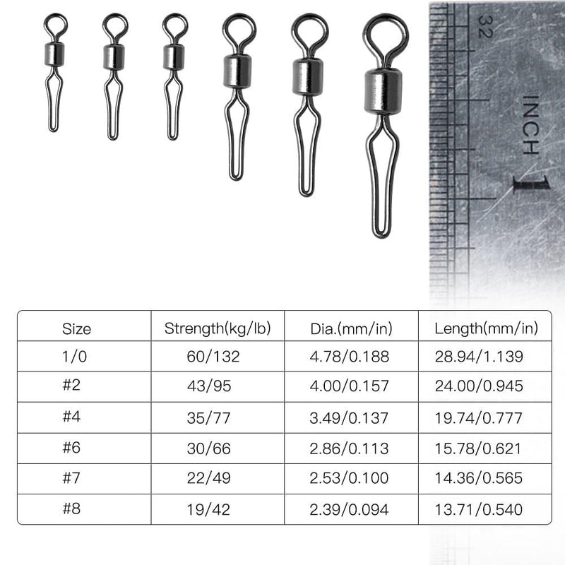Dr.Fish 50pcs Drop Shot Swivels 42-132Lb