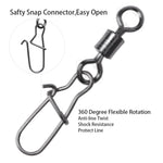 Dr.Fish 50pcs Rolling Swivel with Duo-Lock Snap