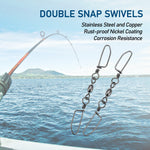 Dr.Fish 20pcs Double Snaps Swivel 37-220lb