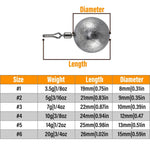 Dr.Fish 50pcs Round Drop Shot Weights 1/8 to 3/4oz