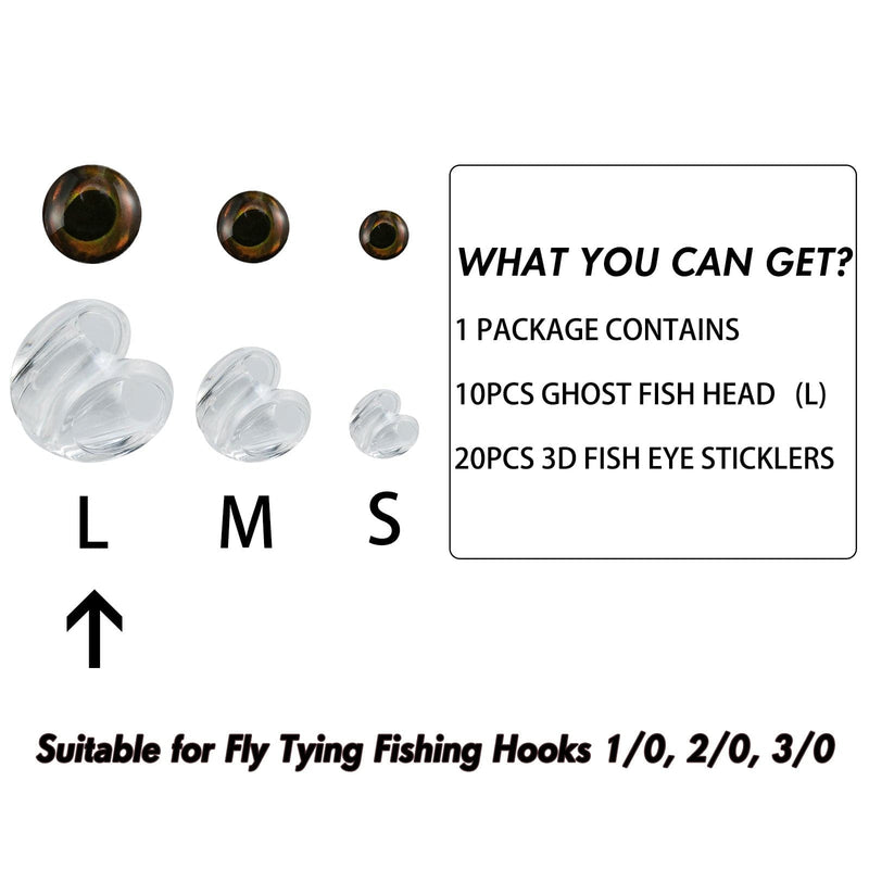 Dr.Fish 10pcs Clear Fly Tying Eyes