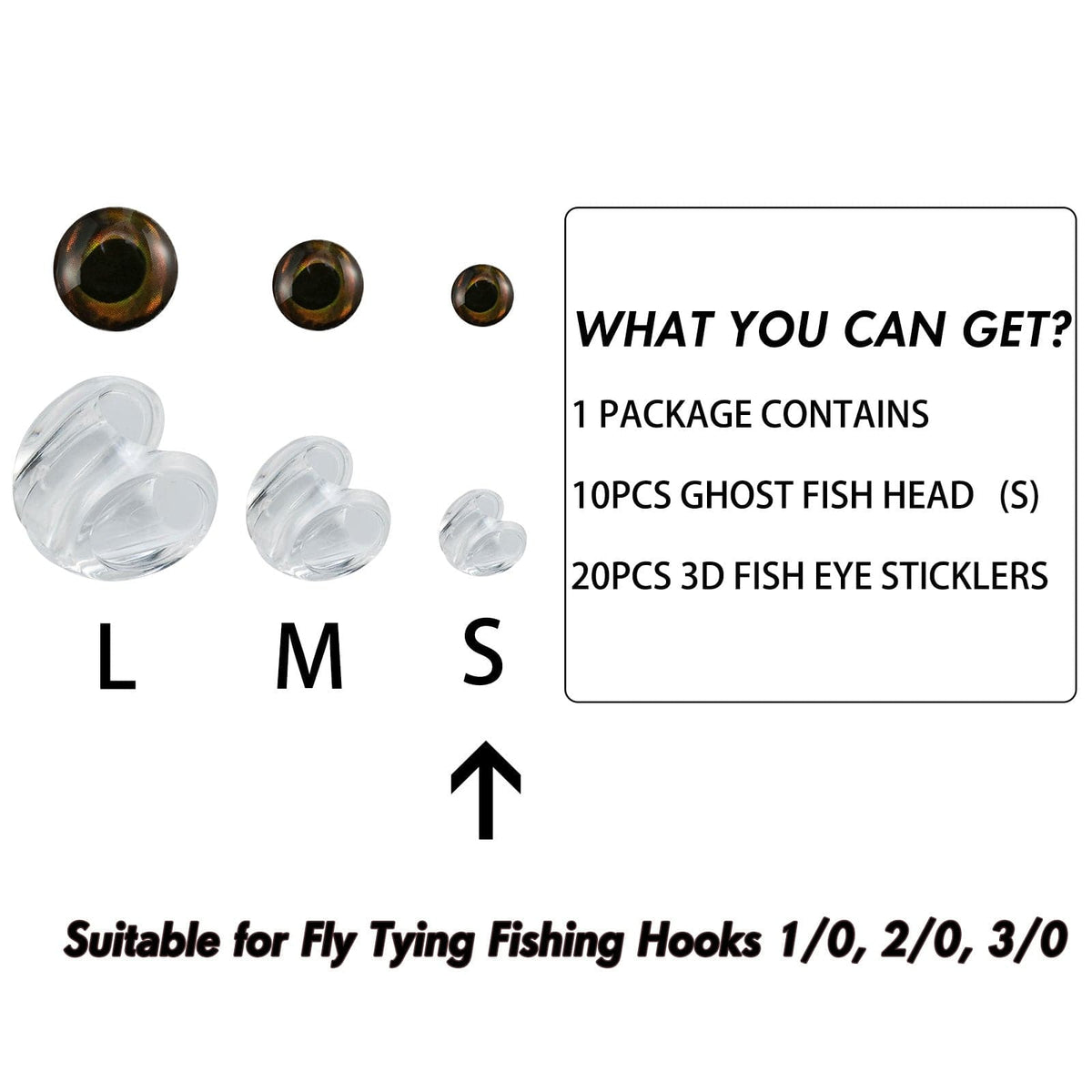 Dr.Fish 10pcs Clear Fly Tying Eyes