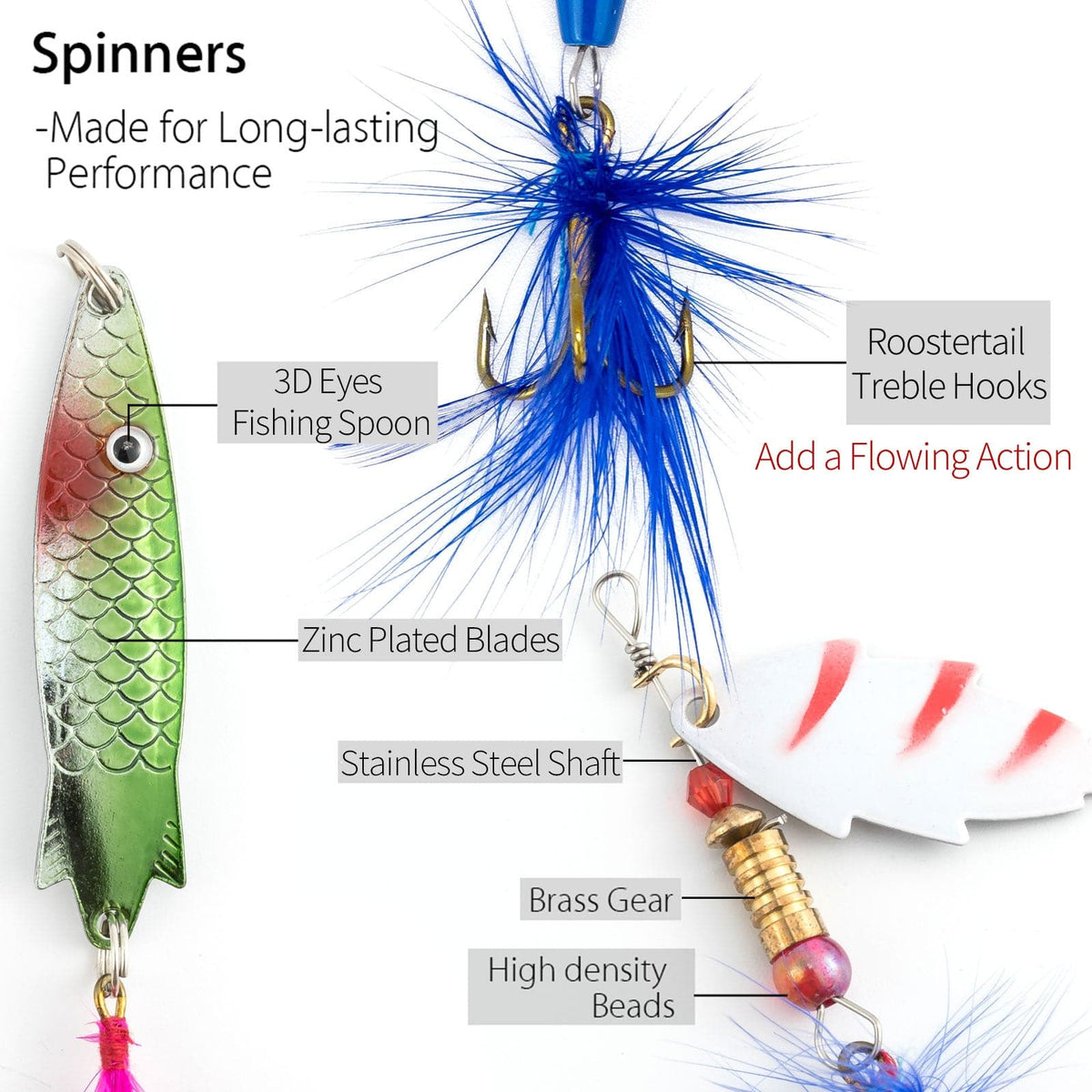 Dr.Fish Spinners and Spoons Kit Rooster Tail