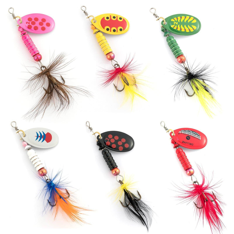 Dr.Fish 6/12pcs Roostertail Spinners Set