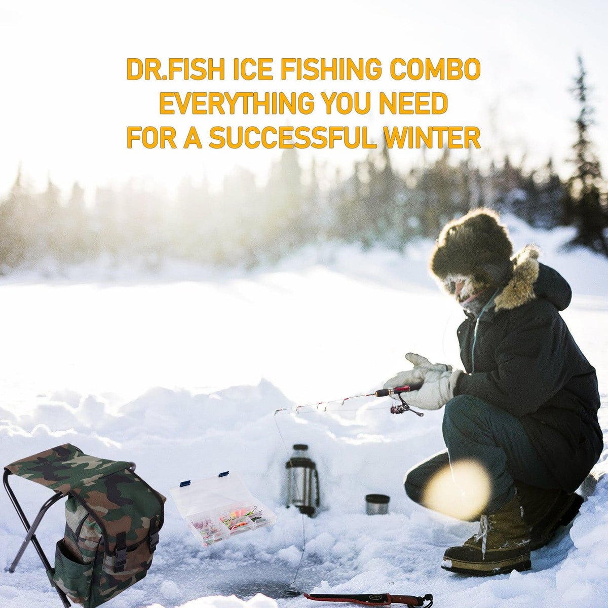 2024 Happy New Year Ice Fishing Rod and Reel Combo with Lures Backpack – Dr. Fish Tackles