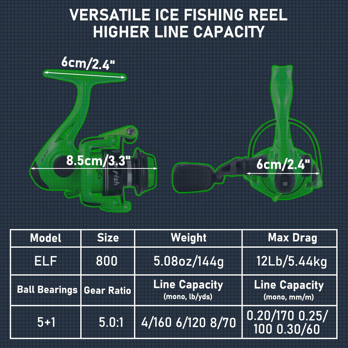 Dr.Fish ELF Ice Fishing Spinning Reel 800