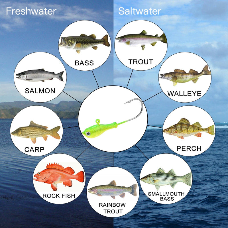 Dr.Fish 5pcs Ultra Minnow Jig Heads 0.59oz-1oz