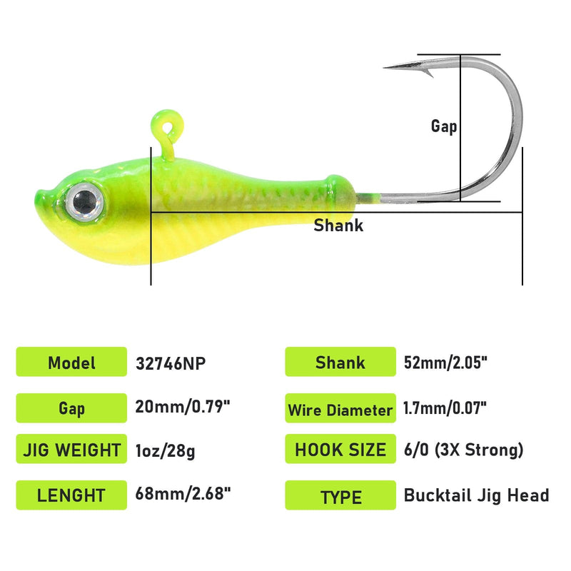 Dr.Fish 5pcs Ultra Minnow Jig Heads 0.59oz-1oz