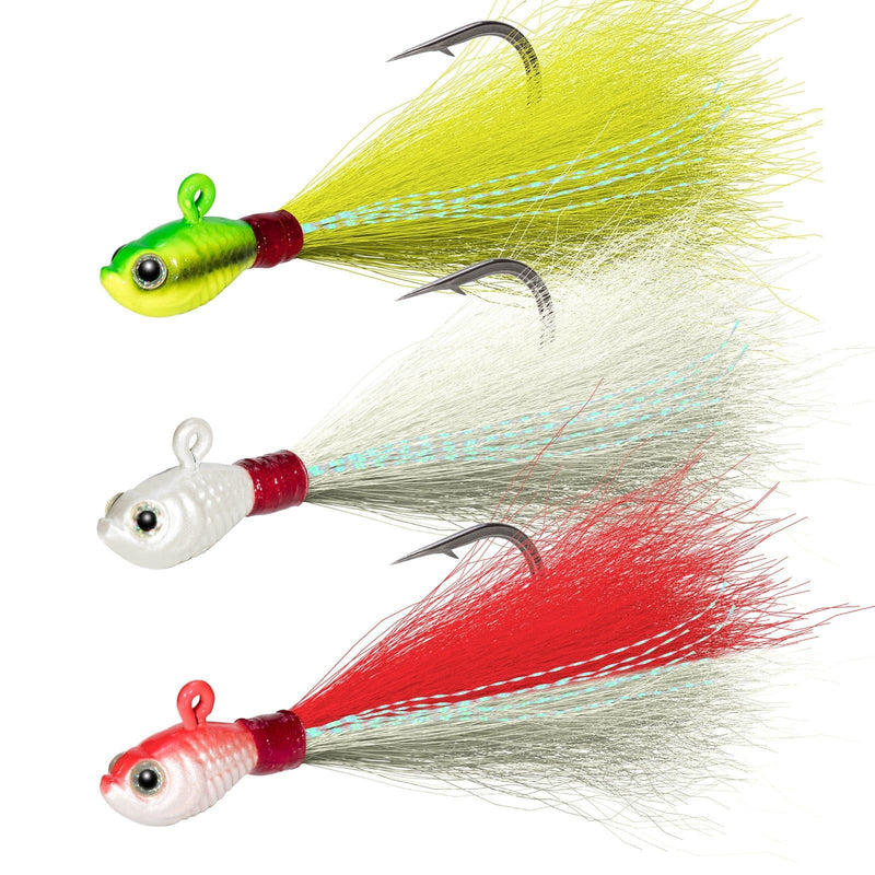 Dr.Fish 3pcs Bucktail Jigs 1/2oz-2oz