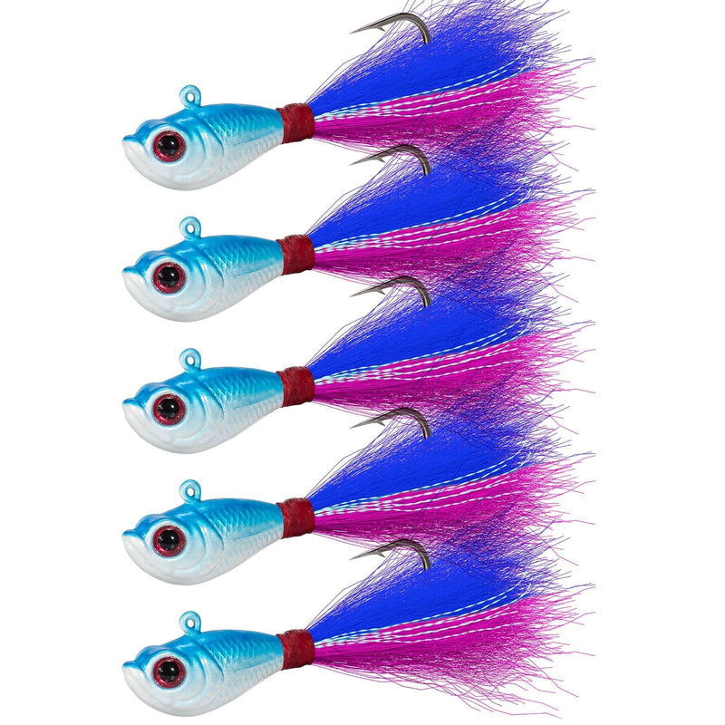 Dr.Fish 5pcs Bucktail Jigs 1oz 2oz