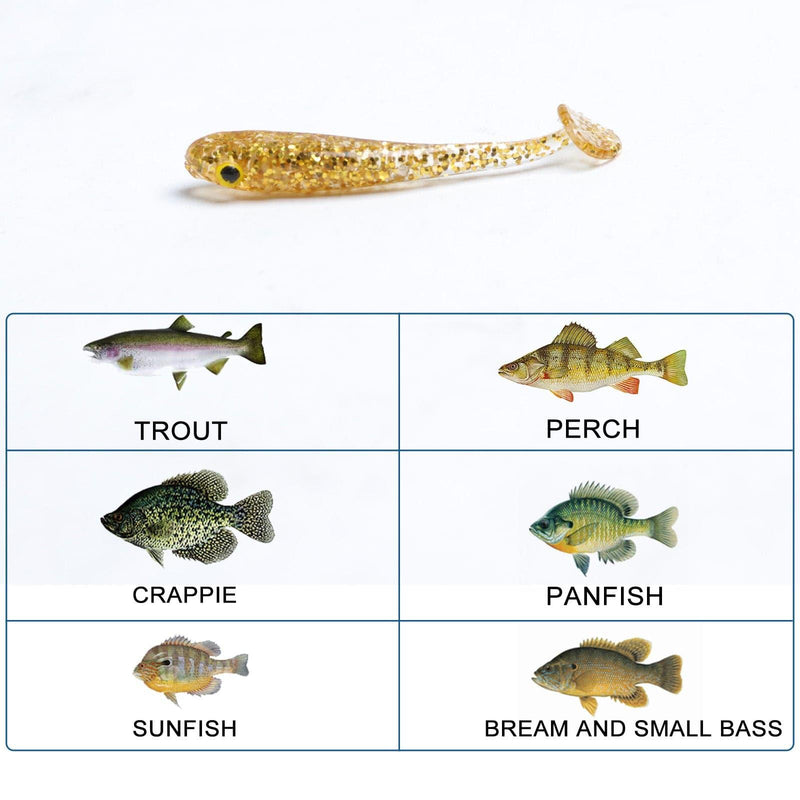 Dr.Fish 10pcs Flashing Glitter Soft Baits 1.57''