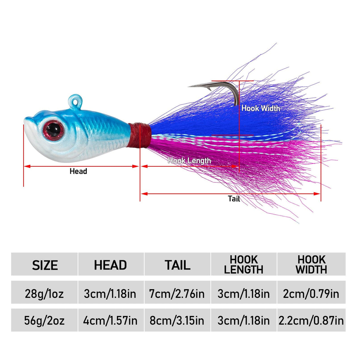 Bucktail Jigs for Salwater Fishing 1oz 2oz Bass Flounder Striper – Dr.Fish  Tackles